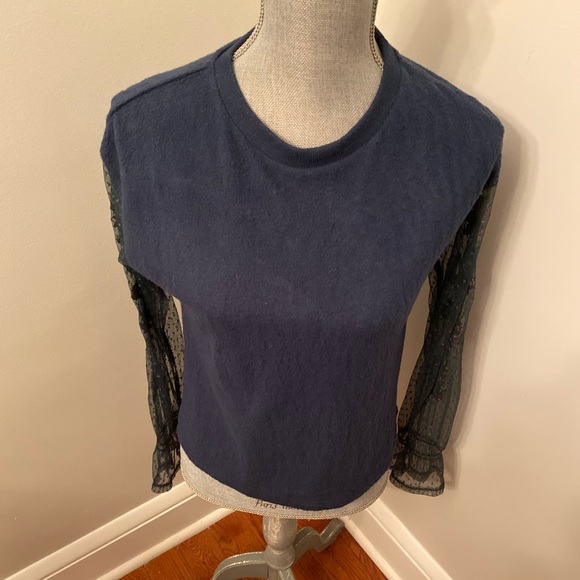 Cashmere feel sweater with embroidered sleeves - Picture 1 of 2